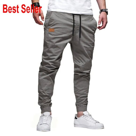 Men's Casual Joggers Twill Cargo Pants Tapered Fit Athletic Comfort
